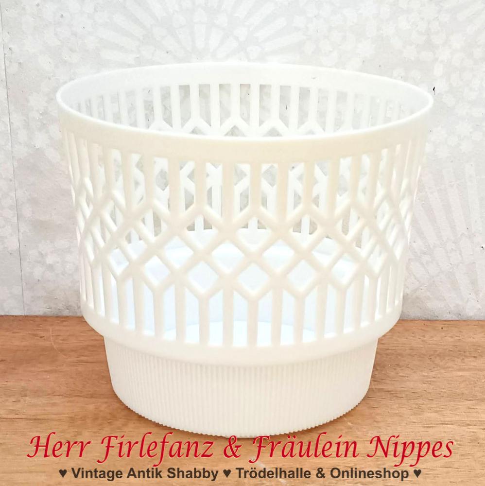 Übertopf Raute weiß vergilbt 13cm